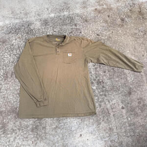 Carhartt XL Tall Olive Green Long Sleeve Henley Shirt